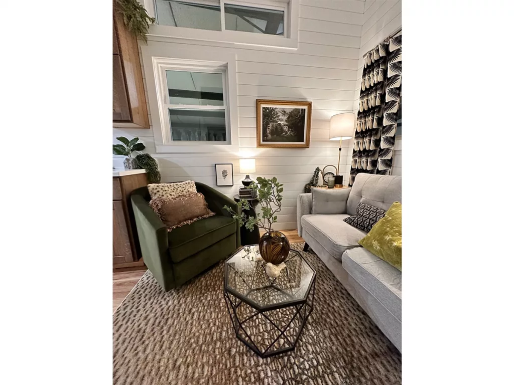 View of living area showing window details.